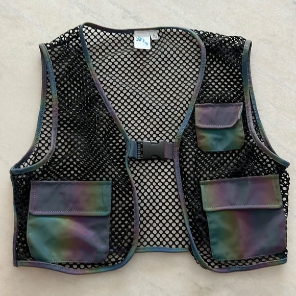IHEARTRAVES Unisex Safety First Fishnet Rainbow Reflective Vest Small - Picture 2 of 3